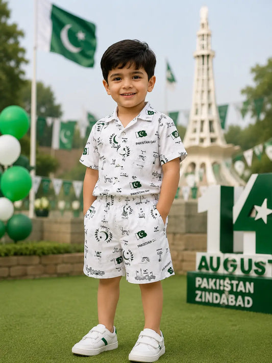 14 August 2 Pcs Boy's Shirt And Shorts Set
