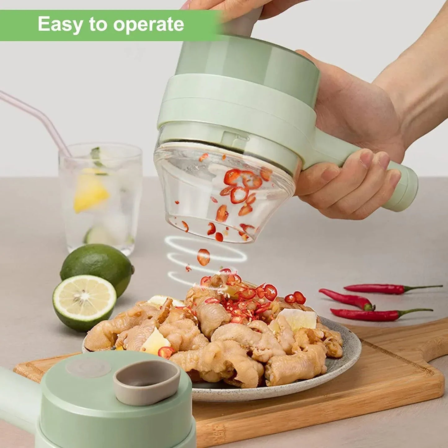 4-in-1 Multifunctional Portable Wireless Vegetable Processor – Electric Vegetable Cutter