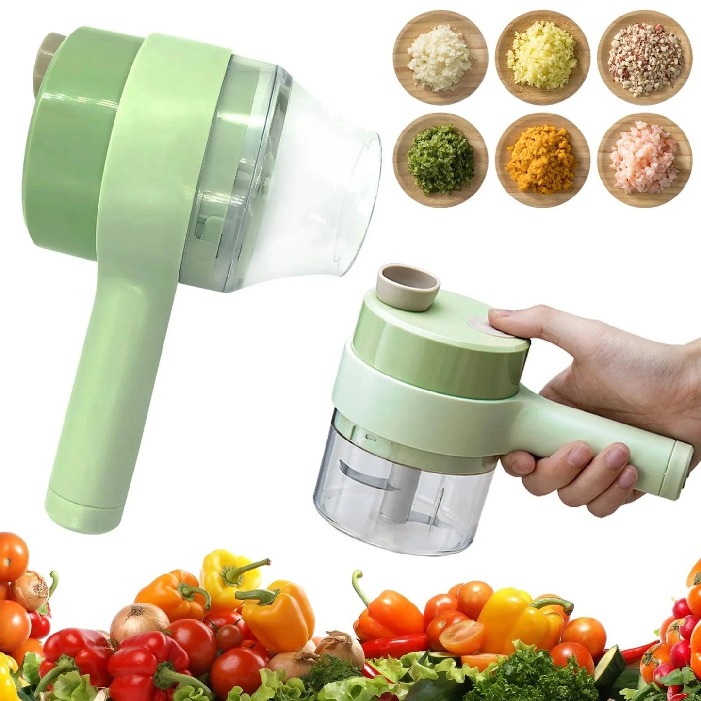 4-in-1 Multifunctional Portable Wireless Vegetable Processor – Electric Vegetable Cutter