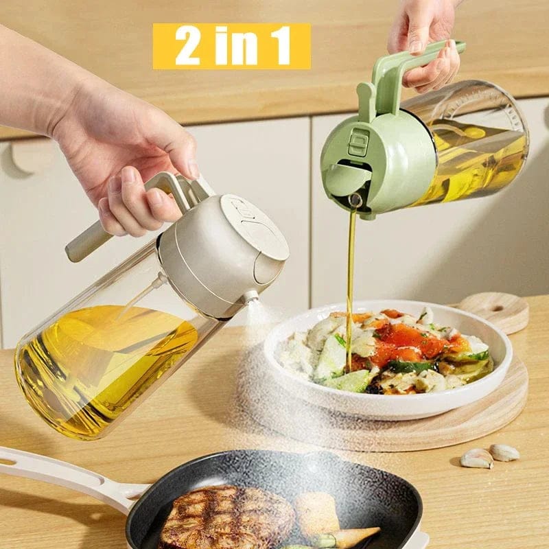 2 in-1 Kitchen Oil Spray Bottle – Refillable Cooking Oil Sprayer & Dispenser