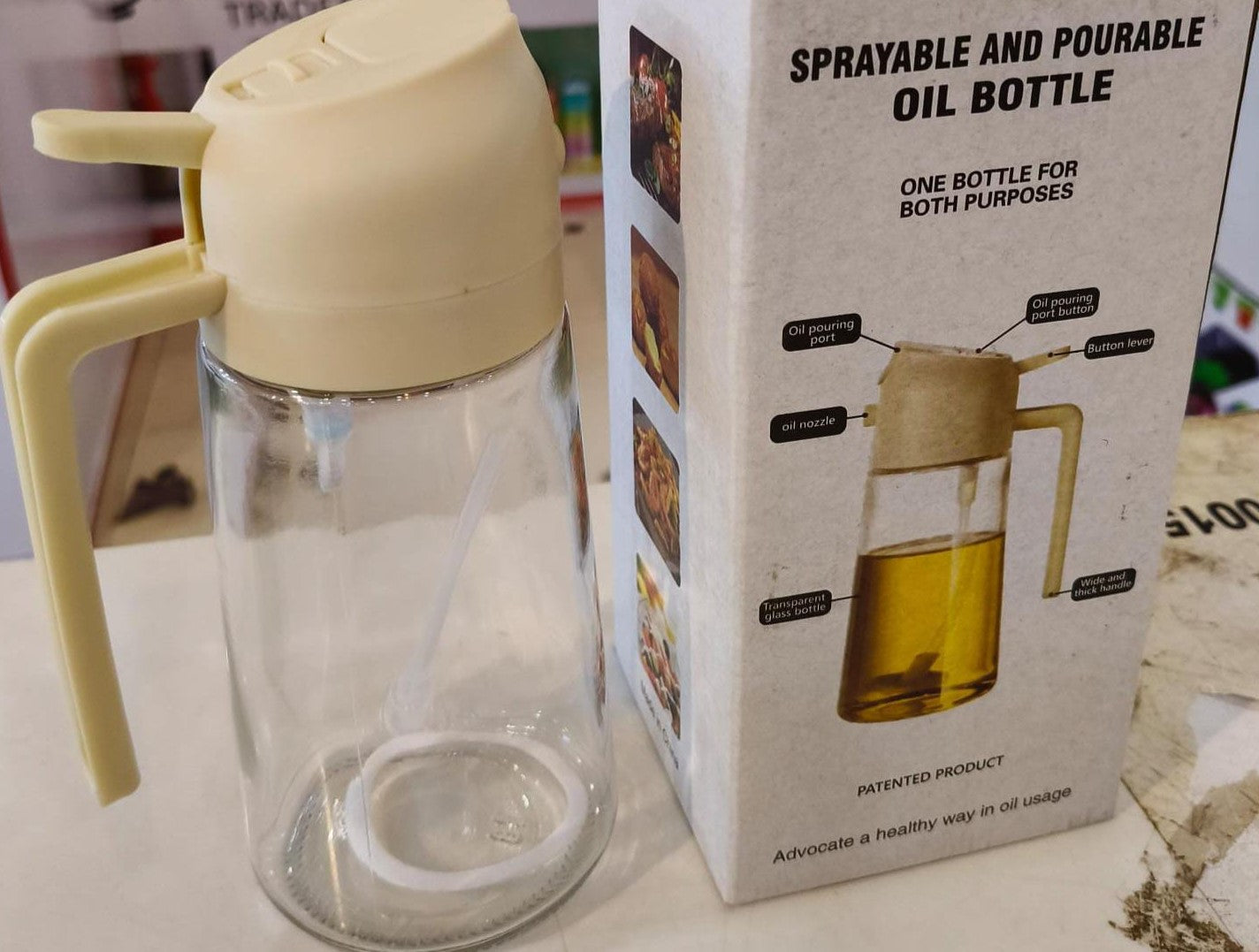 2 in-1 Kitchen Oil Spray Bottle – Refillable Cooking Oil Sprayer & Dispenser