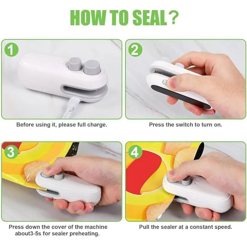 Mini Portable Heat Bag Sealing Machine | USB Rechargeable Food Bag Sealer
