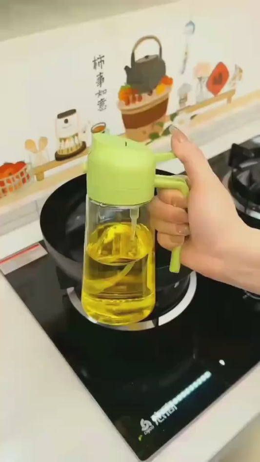2 in-1 Kitchen Oil Spray Bottle – Refillable Cooking Oil Sprayer & Dispenser